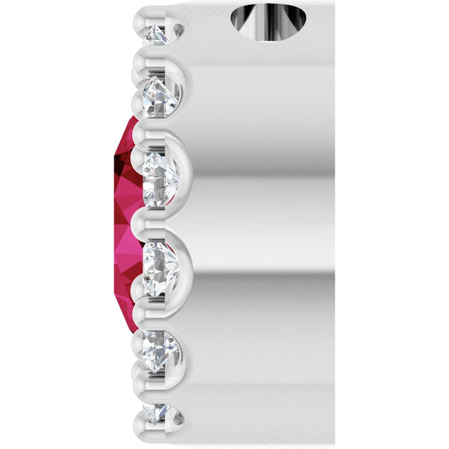 14K Gold Round Lab-Grown Ruby Halo-Style Pendant – up to 0.08 CTW - White Gold - view 6