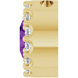 14K Gold Round Natural Amethyst Halo-Style Pendant - Yellow Gold - view 6