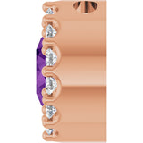 14K Gold Round Natural Amethyst Halo-Style Pendant - Rose Gold - view 6