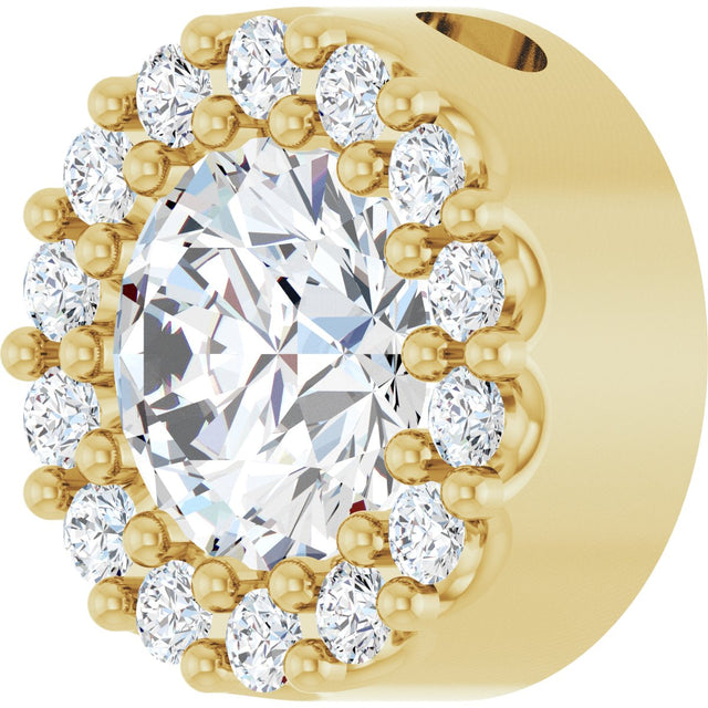 14K Gold Round Natural White Sapphire Halo-Style Pendant - Yellow Gold - view 5