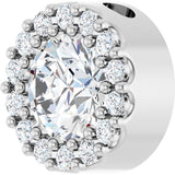 14K Gold Round Natural White Sapphire Halo-Style Pendant - White Gold - view 5