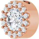 14K Gold Round Natural White Sapphire Halo-Style Pendant - Rose Gold - view 5