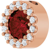 14K Gold Round Natural Mozambique Garnet Halo-Style Pendant - Rose Gold - view 5