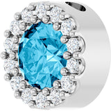 14K Gold Round Natural Aquamarine Halo-Style Pendant - White Gold - view 5