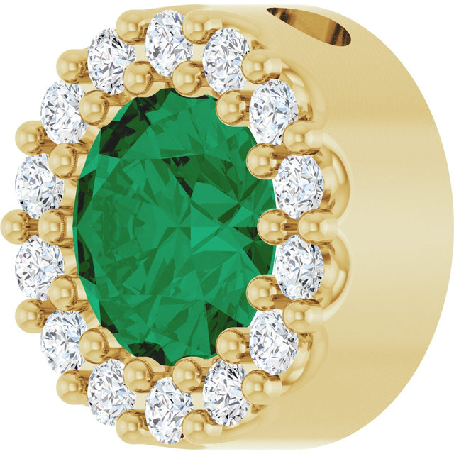 14K Gold Round Lab-Grown Emerald Halo-Style Pendant – up to 1/10 CTW - Yellow Gold - view 5