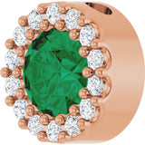 14K Gold Round Lab-Grown Emerald Halo-Style Pendant – up to 1/10 CTW - Rose Gold - view 5