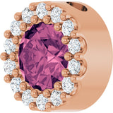 14K Gold Round Natural Pink Tourmaline Halo-Style Pendant - Rose Gold - view 5