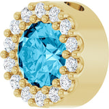 14K Gold Round Natural Aquamarine Halo-Style Pendant - Yellow Gold - view 5