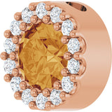 14K Gold Round Natural Citrine Halo-Style Pendant - Rose Gold - view 5