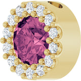 14K Gold Round Natural Pink Tourmaline Halo-Style Pendant - Yellow Gold - view 5