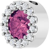 14K Gold Round Natural Pink Tourmaline Halo-Style Pendant - White Gold - view 5