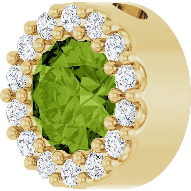 14K Gold Round Natural Peridot Halo-Style Pendant - Yellow Gold - view 5