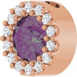 14K Gold Round Lab-Grown Alexandrite Halo-Style Pendant - Rose Gold - view 5
