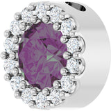 Platinum Round Lab-Grown Alexandrite Halo-Style Pendant - view 5