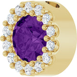 14K Gold Round Natural Amethyst Halo-Style Pendant - Yellow Gold - view 5