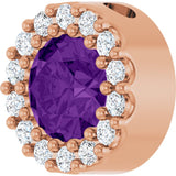 14K Gold Round Natural Amethyst Halo-Style Pendant - Rose Gold - view 5