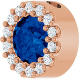 14K Gold Round Lab-Grown Blue Sapphire Halo-Style Pendant – up to 1/10 CTW - Rose Gold - view 5