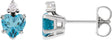 Platinum Natural London Blue Topaz & Natural Diamond Accented Heart Earrings