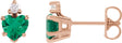 14K Gold Lab-Grown Emerald & Natural Diamond Accented Heart Earrings - Rose Gold