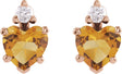 14K Gold Natural Citrine & Natural Diamond Accented Heart Earrings - Rose Gold