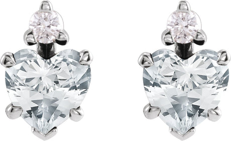 Platinum Natural White Sapphire & Natural Diamond Accented Heart Earrings - view 2