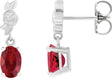 Platinum Oval Lab-Grown Red Ruby Floral Earrings