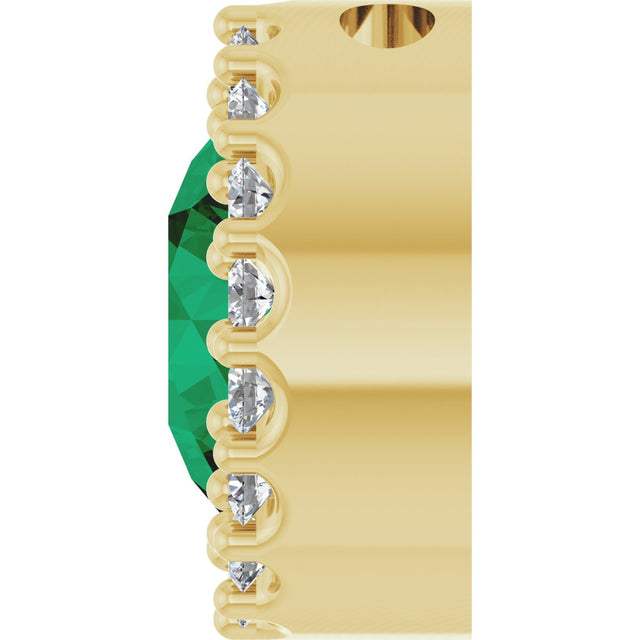 14K Gold Round Lab-Grown Emerald Halo-Style Pendant – up to 1/10 CTW - Yellow Gold - view 6