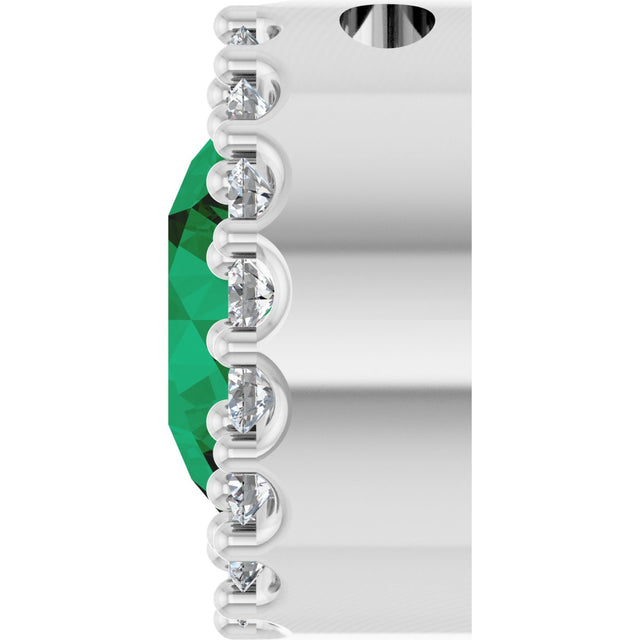 Platinum Round Lab-Grown Emerald Halo-Style Pendant – up to 1/10 CTW - view 6