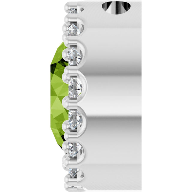 14K Gold Round Natural Peridot Halo-Style Pendant - White Gold - view 6