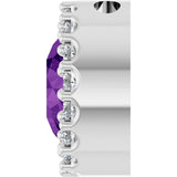 14K Gold Round Natural Amethyst Halo-Style Pendant - White Gold - view 6