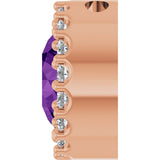 14K Gold Round Natural Amethyst Halo-Style Pendant - Rose Gold - view 6