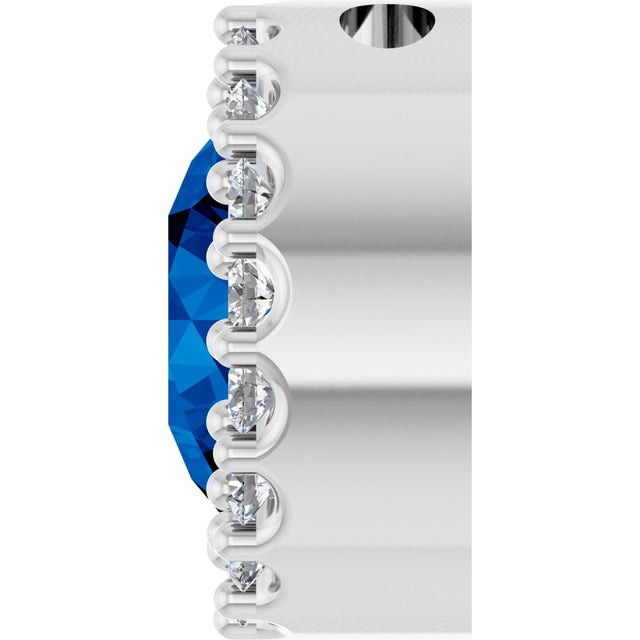 Platinum Round Natural Blue Sapphire Halo-Style Pendant – up to 1/10 CTW - view 6