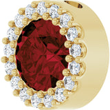 14K Gold Round Natural Mozambique Garnet Halo-Style Pendant - Yellow Gold - view 5