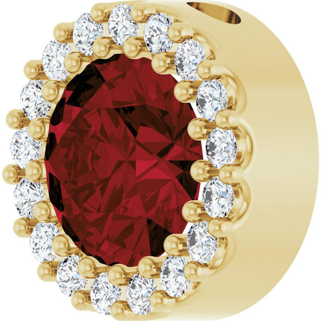 14K Gold Round Natural Mozambique Garnet Halo-Style Pendant - Yellow Gold - view 5