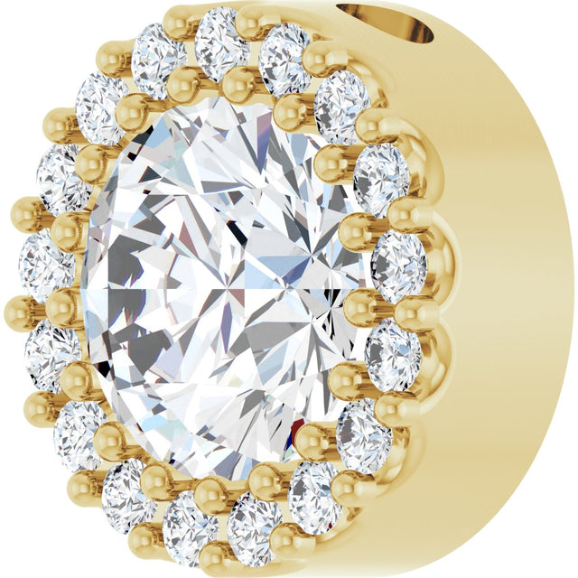 14K Gold Round Natural White Sapphire Halo-Style Pendant - Yellow Gold - view 5