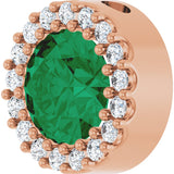 14K Gold Round Lab-Grown Emerald Halo-Style Pendant – up to 1/10 CTW - Rose Gold - view 5