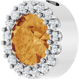 Platinum Round Natural Citrine Halo-Style Pendant - view 5