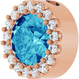 14K Gold Round Natural Blue Zircon Halo-Style Pendant - Rose Gold - view 5