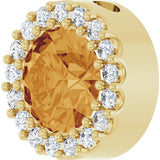 14K Gold Round Natural Citrine Halo-Style Pendant - Yellow Gold - view 5