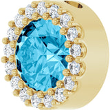 14K Gold Round Natural Aquamarine Halo-Style Pendant - Yellow Gold - view 5