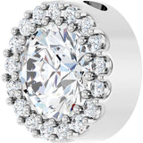14K Gold Round Natural White Sapphire Halo-Style Pendant - White Gold - view 5