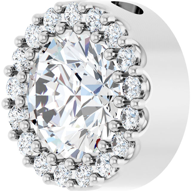 14K Gold Round Natural White Sapphire Halo-Style Pendant - White Gold - view 5