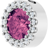 Platinum Round Natural Pink Tourmaline Halo-Style Pendant - view 5