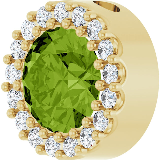 14K Gold Round Natural Peridot Halo-Style Pendant - Yellow Gold - view 5