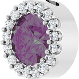 14K Gold Round Lab-Grown Alexandrite Halo-Style Pendant - White Gold - view 5