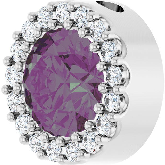 14K Gold Round Lab-Grown Alexandrite Halo-Style Pendant - White Gold - view 5