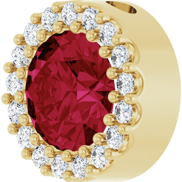 14K Gold Round Lab-Grown Ruby Halo-Style Pendant – up to 0.08 CTW - Yellow Gold - view 5