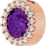 14K Gold Round Natural Amethyst Halo-Style Pendant - Rose Gold - view 5