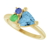 14K Gold Trillion Natural Sky Blue Topaz & Natural Tsavorite Garnet & Natural Tanzanite Cluster Ring - Yellow Gold - view 5