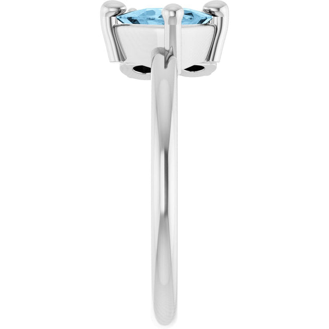 Platinum Trillion Natural Sky Blue Topaz & Natural Tsavorite Garnet & Natural Tanzanite Cluster Ring - view 4